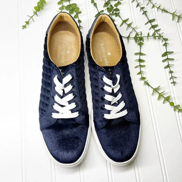 Kate Spade Blue Velvet Fleet Quilted Sneakers Women's Size 7.5 - Picture 3 of 9